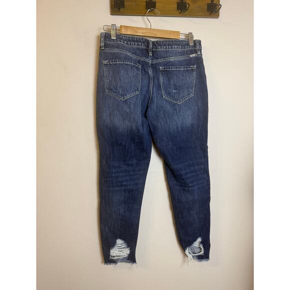 Kancan Denim Jeans Size 9/ 28 Raw Hem Dark Wash Distressed Cut - Picture 5 of 5